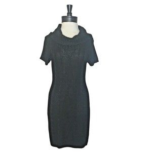 Pink Rose Brand Sweater Dress Black M Cowl Neck Cable Knit